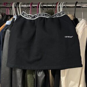 Off-White Black Mini Skirt with Logo Waistband